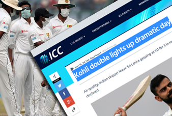 “ශ්‍රී ලංකාව ඊයේ පිටිය මැද්දේ නාට්‍යයක් පෙන්නුවා.” –  ඉන්දීය මාධ්‍ය සහ ICC වෙබ් පිටුව කෝලිට කඩේ යයි.
