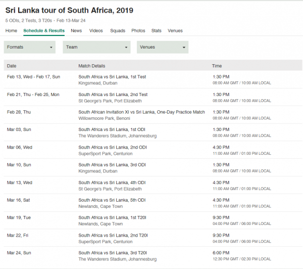 time table